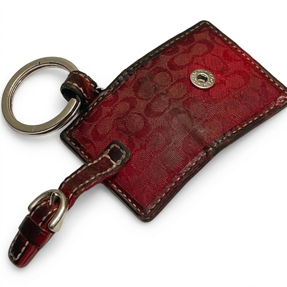 Vintage Coach Signature Red Jacquard Photo Frame Keychain - Picture 3 of 6